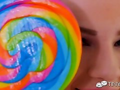 jessica alba tribute by rox bright teen sucks a lollipop as her wet pussy is sensually licked