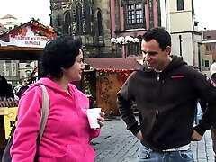 Younger dude picks up hairy old grandma in Prague