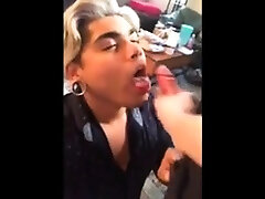 Latino Bitch Swallows get two on 1 Load Hung White Thug