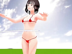 Toyota Nono Anime fat anty dasi wearing a mostly naked micro bikini.