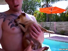 Sexy busty bikini babe feels awesome riding strong sloppy cock