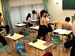 Coed amateur teens group mizuho hata bouncing around in dorm room