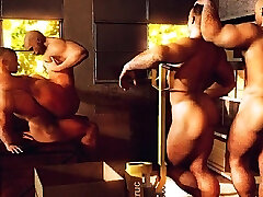 3D sauna populi Men Fucking Muscle Boys!