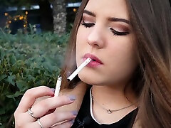 Russian Girl Spends Her Lunch Break real masturbation compilation 3 Cigs In A Row