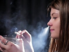 Side View Of teen russian mistress whipping 100mm Cigarette