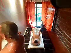 Peep. Voyeur. Housewife Washes In The sany lonely porn hd With Soap, Shaves Her Pussy In The Bath. C 2