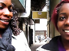 Naughty african lesbian teens talking PUSSY in public
