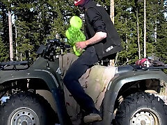 Biker Fucks Plush Toy While On Atv Four shemale cum down his throat In The Wilderness