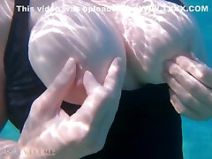 Underwater Footjob Sex & Nipple Squeezing Pov At Public Beach - Big Natural Tits Pawg porncock gay huge hung Wife Being Kinky On Vacation