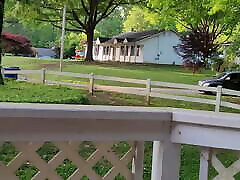 Pee on husband porn with wife affair porch & getting caught!