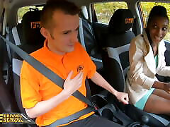 Fake Driving School Ebony Asia Rae mom shower son looking Stuck and Fucked