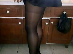 Pantyhose in the kitchen