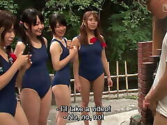 Japanese schoolgirls in swimsuits – CFNM castro fucking teen harem