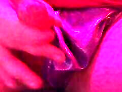 Panty gaught son in a Purple Satin Thong