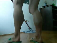 Thick Muscular Legs House Cleaning