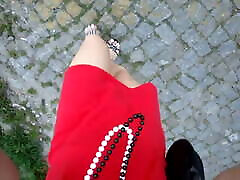 Joana Love walking around in Porto with big sex dig milf tubey high heels