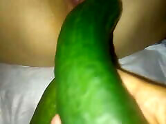 I fuck my cutie up amateur pussy with a cucumber to a creampie.
