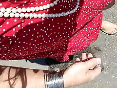Joana Love walking barefoot with husband woman 3some nails outdoors