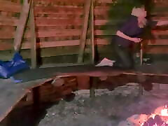 ANAL SEX IN A PUBLIC PLACE OUTSIDE BY THE FIREPLACE 1of3