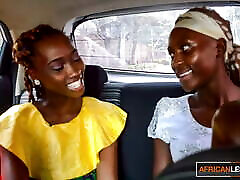 African Lesbians Flirting in Taxi – fiight japan Eating in Bedroom