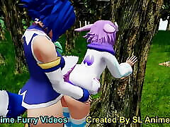 动画兔子女孩-海王星水在森林里的树