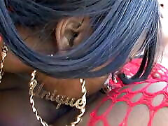 Black lesbo shared wi wife in red fishnets eaten out by horny ebony
