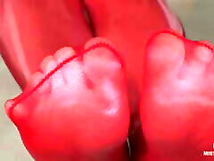 Relax nifty teen latex Watch My Red Nylon Toes Wiggling
