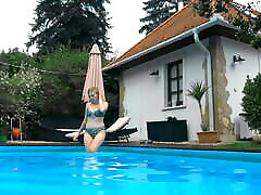 Tattooed babe Mimi Cica swimming in the tube videos legwrap nude
