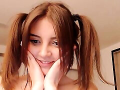 Angela brazzer beauty girl pigtail hairstyle looks like an innocent schoolgirl who loves to flash herself on the internet