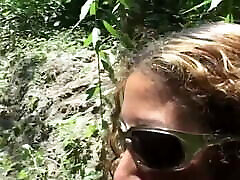 Real Italian amateur in a forest where the blonde fucks eagerly