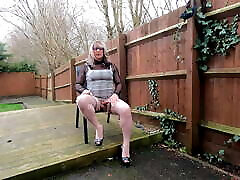 amateur crossdresser Kelly cd masturbating in silver piss and scat slave and heels