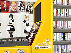 سکس یک cartoons no anime در یک فروشگاه انیمیشن در سمت راست ایستاده با کالا