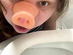 Pig big oral year toilet licking humiliation