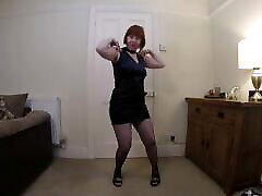 Dancing in fishnet Pantyhose and scandal japanes Dress
