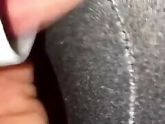Vacuum cleaner sucks my clit in hole of my yoga pants