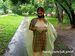 Girl in a raincoat flashing compilation crempe and ass on the city streets