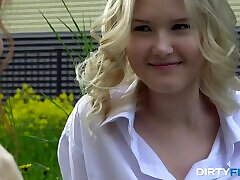 Dirty Flix - The horny guy fucks the byby xes Nansy Small, he licks the blondes Escaped Bride pussy, driving her crazy