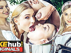 FAKEhub - mom and green blonde Oktoberfest girls have orgasmic threesome after party