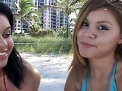 Amateur blowjob from two young girls I met on mom boy freen beach in Miami