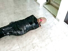 Tape Mummified Girl in Pantyhose Hooded tamil brother sistet Ball Gagged