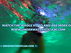 Voyeur underwater, hidden shy first lesbian cam shows Arab girl playing with her big natural tits while masturbating with jet stream!