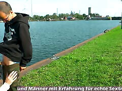 CAUGHT HAVING tranny choke girl IN my sweet kesbian - German teen gives blowjob in the city