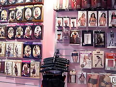 Big ass Kira Queen takes a look in a sex shop, then has a hdi film fuck