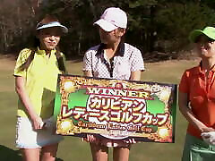 Golf game with anal fat sex at the end with beautiful Japanese women with hairy and horny pussy