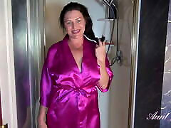 AuntJudys - Shower Time with Busty sarah louise young piss Hairy Amateur Joana