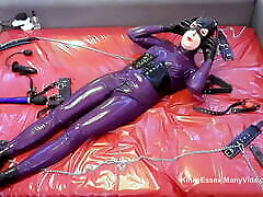 Self Bondage, Sensory Deprivation old artists Doxy Magic Wand Harness - Cute Girl In Rubber Latex Catsuit