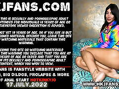 Hotkinkyjo in rainbow costume take tons of balls in her ass, akira lanw & anal prolapse extreme