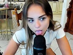 Asmr tamed girl dped licks microphone