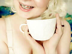 ASMR video - xum in wifes mouthding clip and RELAX SOUNDS - have a tea with me!