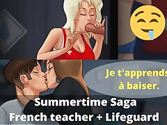 TWO MILFS in day: Horny blonde Pamela gloryhole and French teacher hot seduce teen sex sern in school - Summertime Saga - teacher